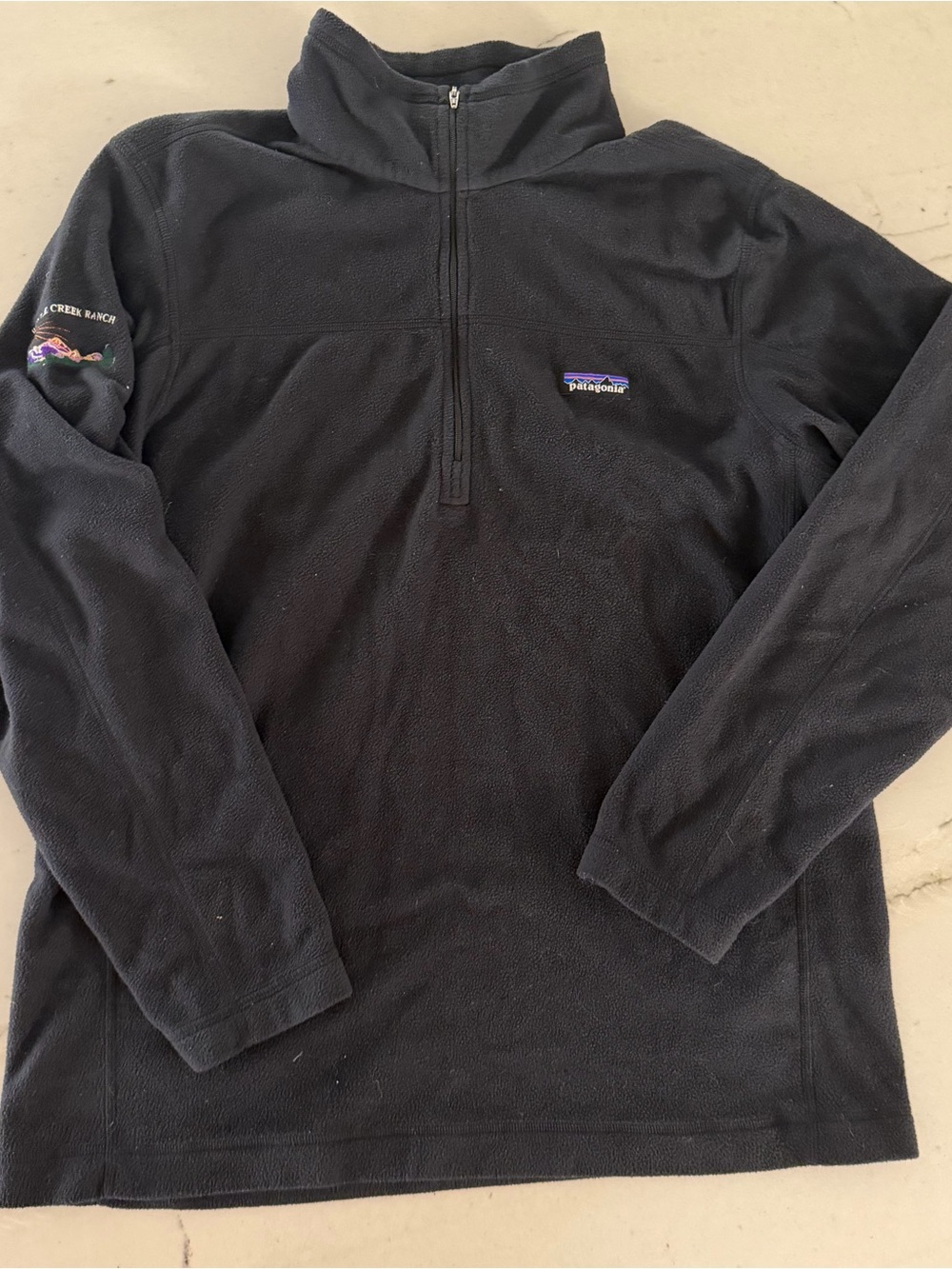 Patagonia Fleece Quarter Zip Pullover Mens Large Black Whistle Creek Ranch